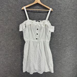 New Faded Rose Mini Dress Women XL White Short Sleeveless Linen Elastic Waist